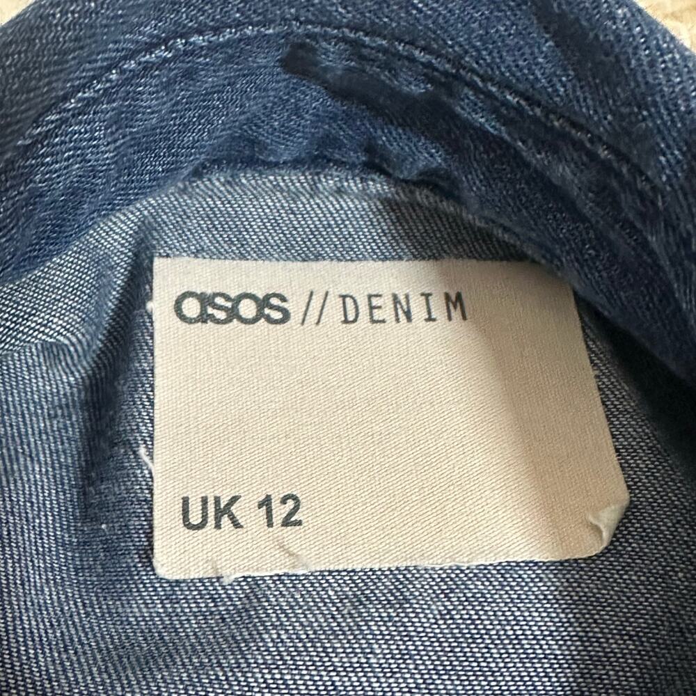 asos Denim Western Button Up Blue With White Piping Pearlized Snaps Sz 8 UK12 - Picture 3 of 8